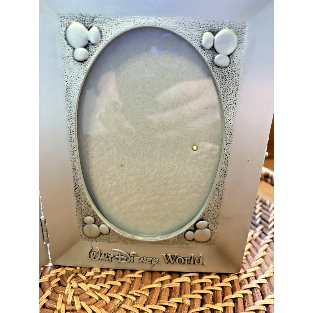Walt Disney World Pewter Picture Frame And Mickey Mouse Pin "100 Years Of Magic"